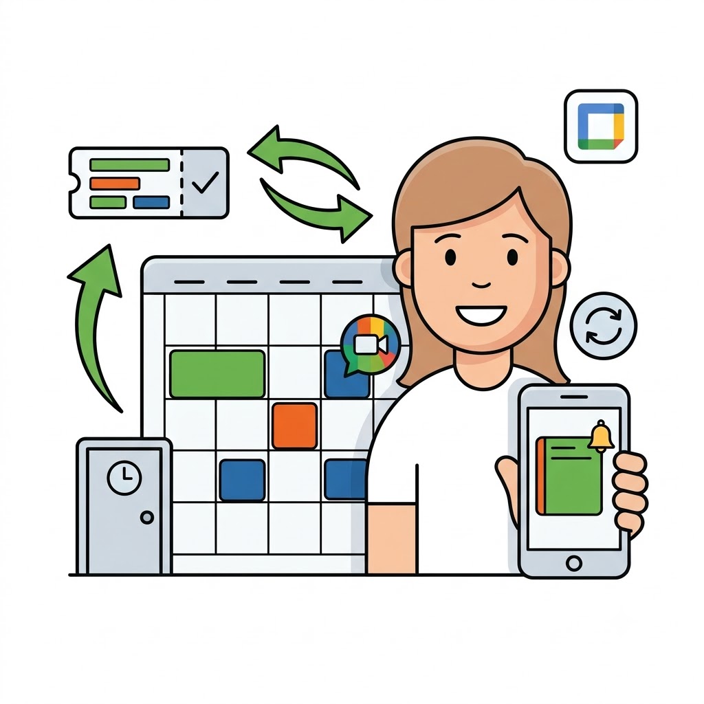 Reserveringen die in twee richtingen synchroniseren met Google Calendar, met automatische Google Meet-link