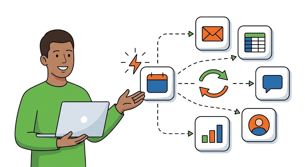 i-Reserve gekoppeld aan Zapier: reserveringen, klanten en orders stromen automatisch door naar andere apps zoals e-mailmarketing, spreadsheets en chat